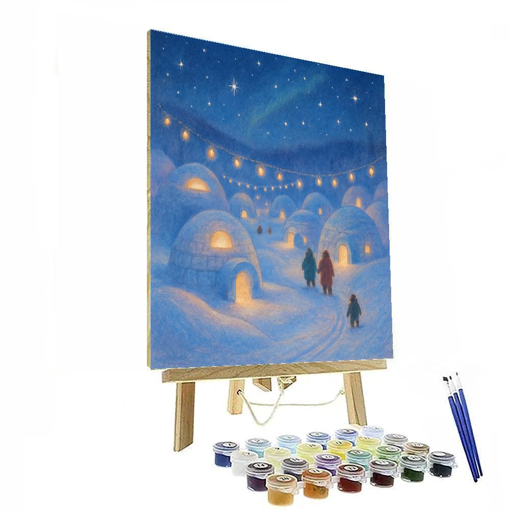 Skylit Igloo Village With Lantern Constellations Paint by numbers art