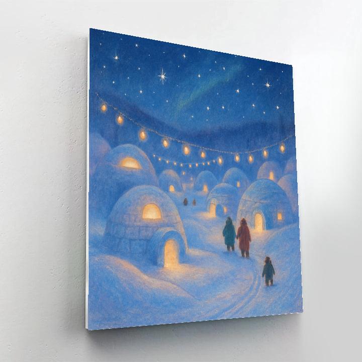 Skylit Igloo Village With Lantern Constellations Paint by numbers art
