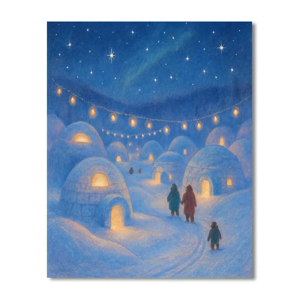 Skylit Igloo Village With Lantern Constellations Paint by numbers art