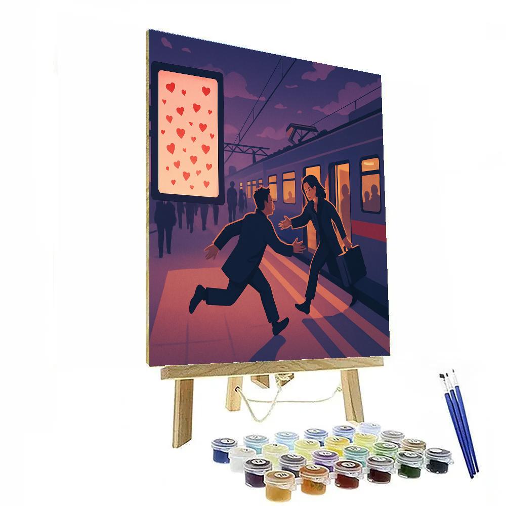 Train Platform Reunion On Valentines Day Evening Paint by numbers kits