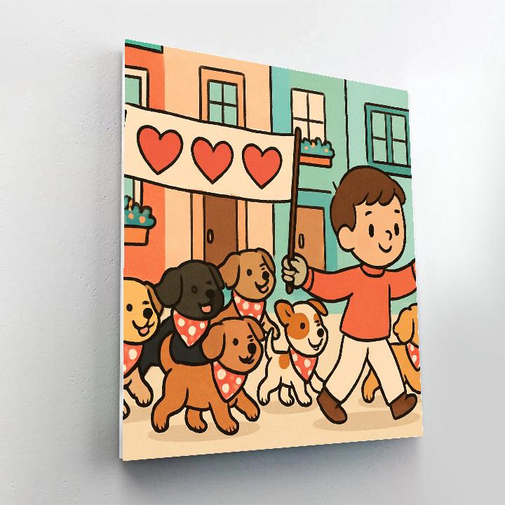 Valentines Day Puppy Parade Of Hearts Painting by numbers kit