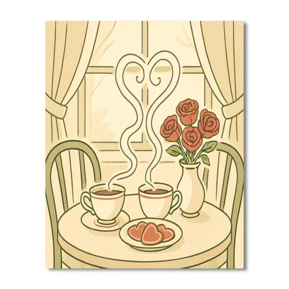 Tea For Two Valentines Day Afternoon paint by color