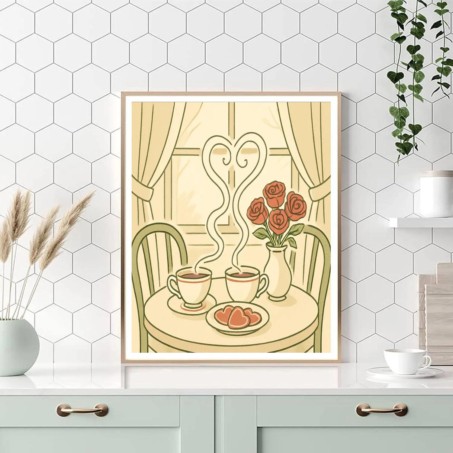 Tea For Two Valentines Day Afternoon paint by color