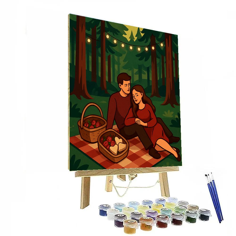 Forest Glade Picnic Valentines Day Escape Paint by numbers art