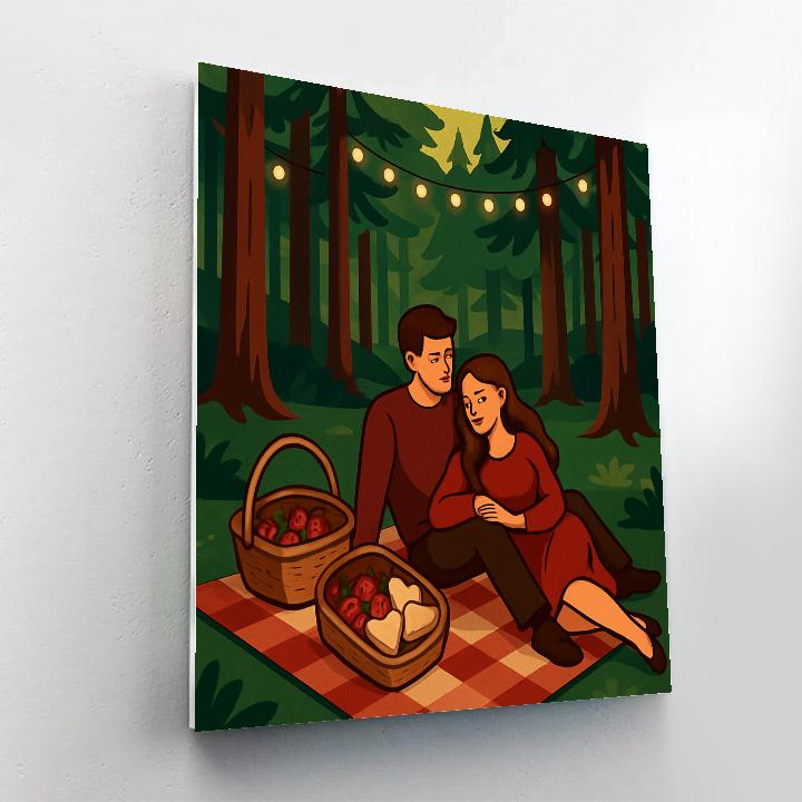 Forest Glade Picnic Valentines Day Escape Paint by numbers art