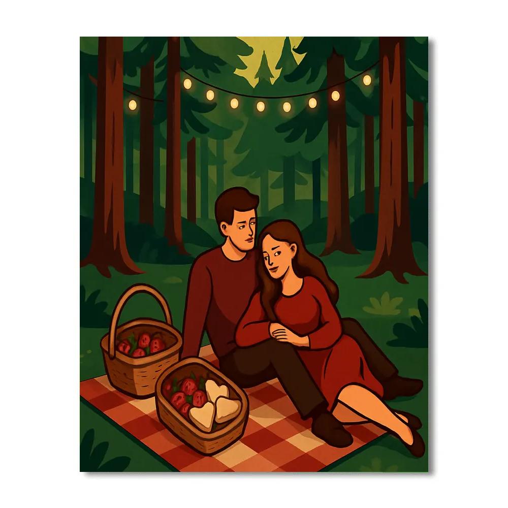 Forest Glade Picnic Valentines Day Escape Paint by numbers art