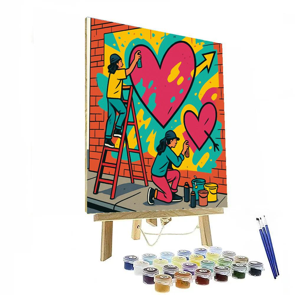 Street Mural Painting On Valentines Day Paint by numbers art