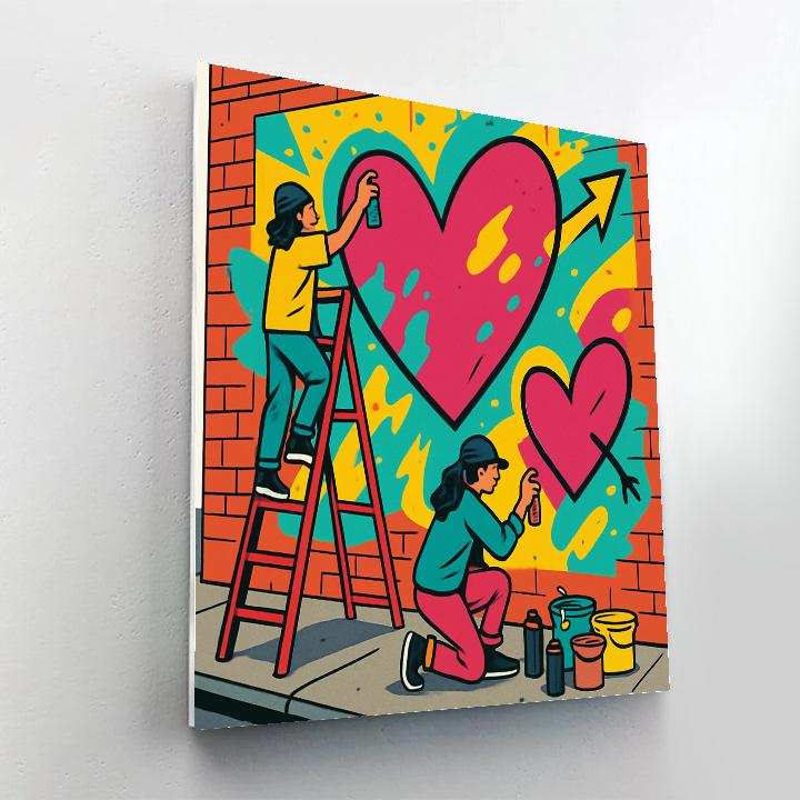 Street Mural Painting On Valentines Day Paint by numbers art