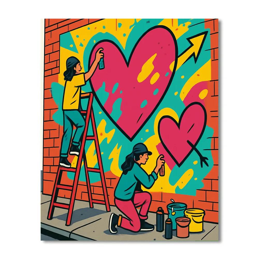 Street Mural Painting On Valentines Day Paint by numbers art