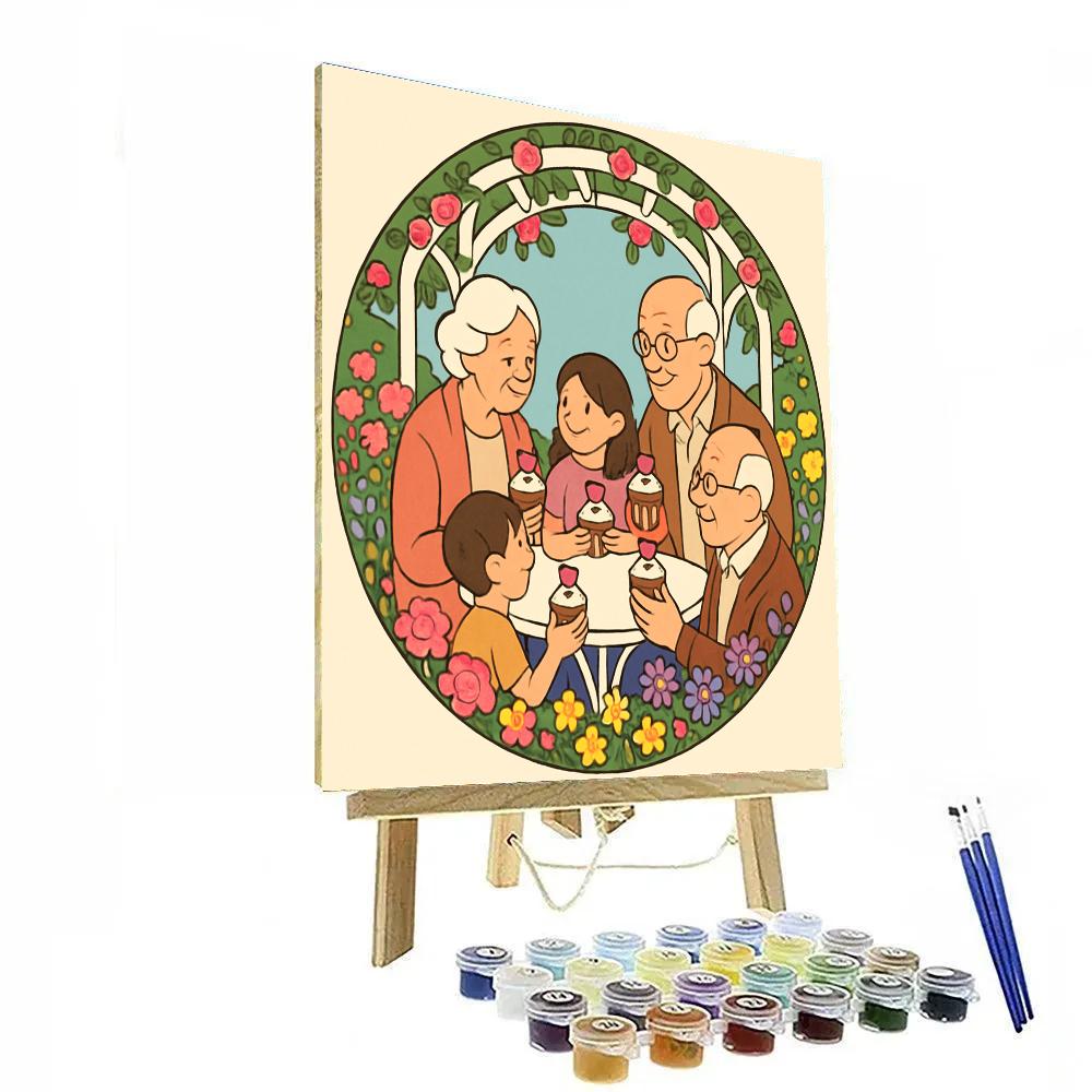 Grandparents Garden Tea Valentines Day Gathering Painting by numbers kit