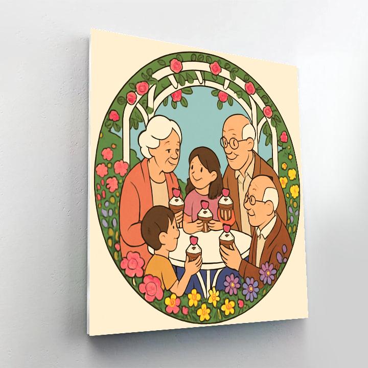 Grandparents Garden Tea Valentines Day Gathering Painting by numbers kit