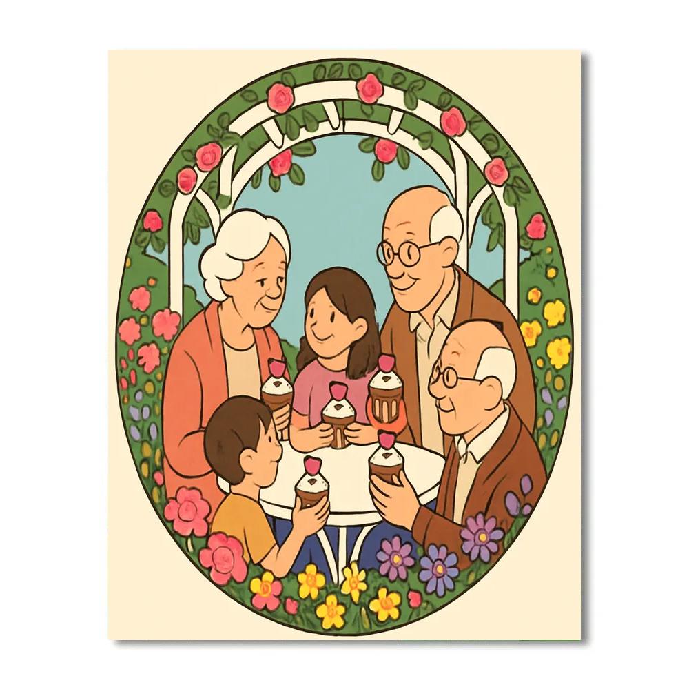 Grandparents Garden Tea Valentines Day Gathering Painting by numbers kit