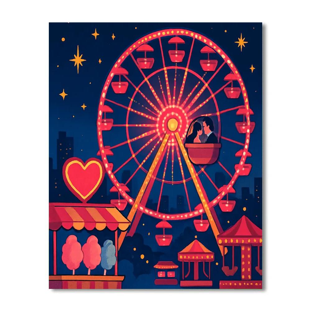 Ferris Wheel Kiss On Valentines Day Night Painting by numbers kit
