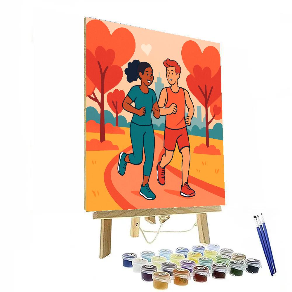 City Park Jogging Buddies On Valentines Day Painting by numbers kit