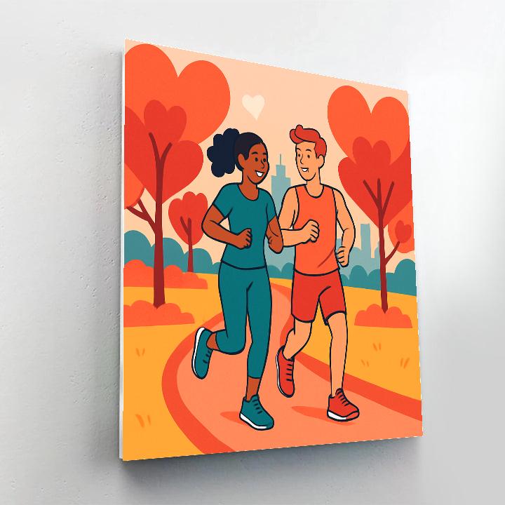 City Park Jogging Buddies On Valentines Day Painting by numbers kit
