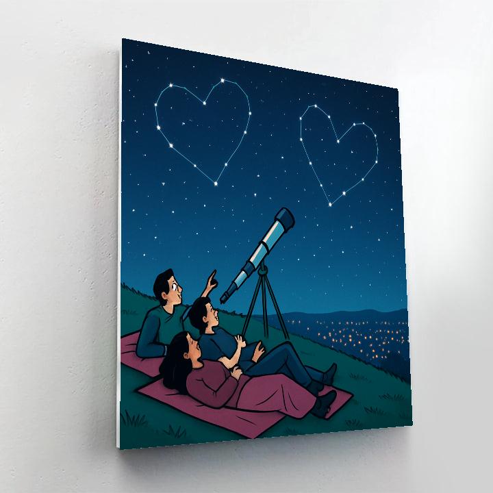 Valentines Day Stargazing On The Hilltop Numbered painting kits