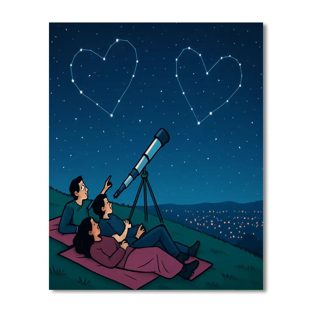 Valentines Day Stargazing On The Hilltop Numbered painting kits