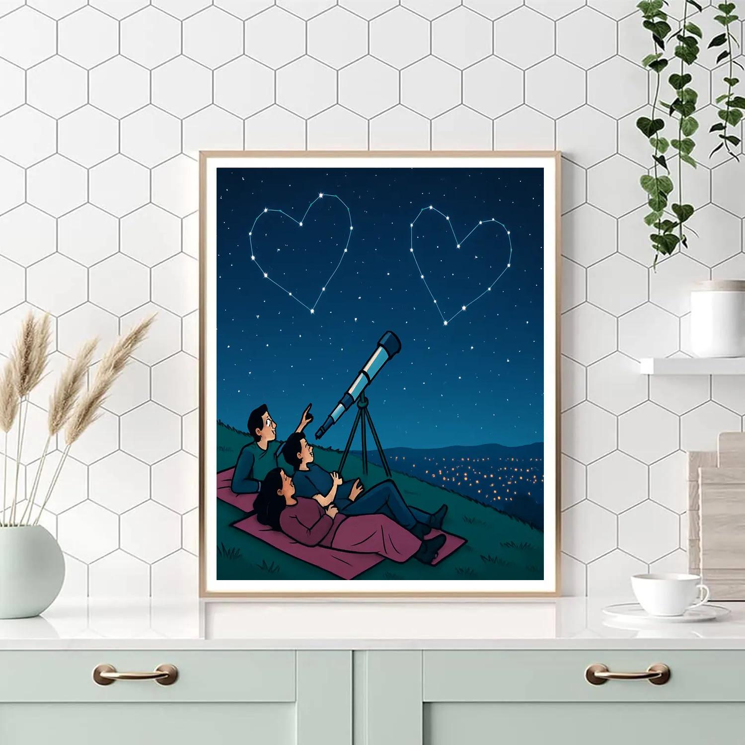 Valentines Day Stargazing On The Hilltop Numbered painting kits