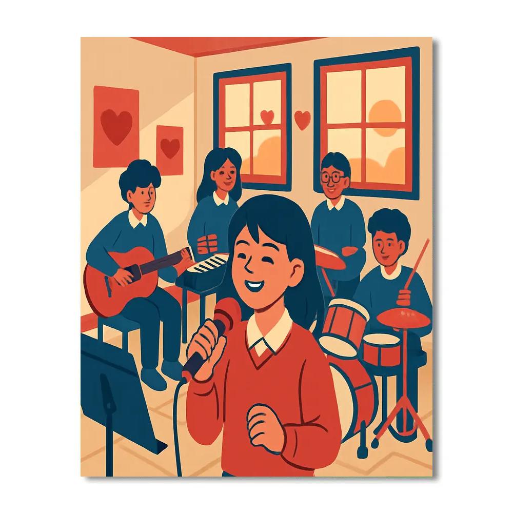 Music Room Rehearsal For Valentines Day Concert paint by color