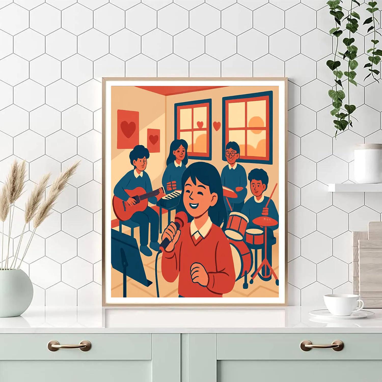 Music Room Rehearsal For Valentines Day Concert paint by color