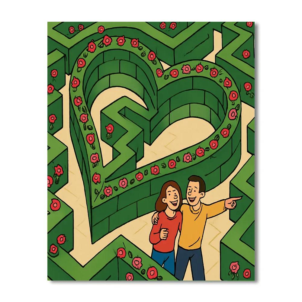 Valentines Day Garden Maze Of Roses paint by color