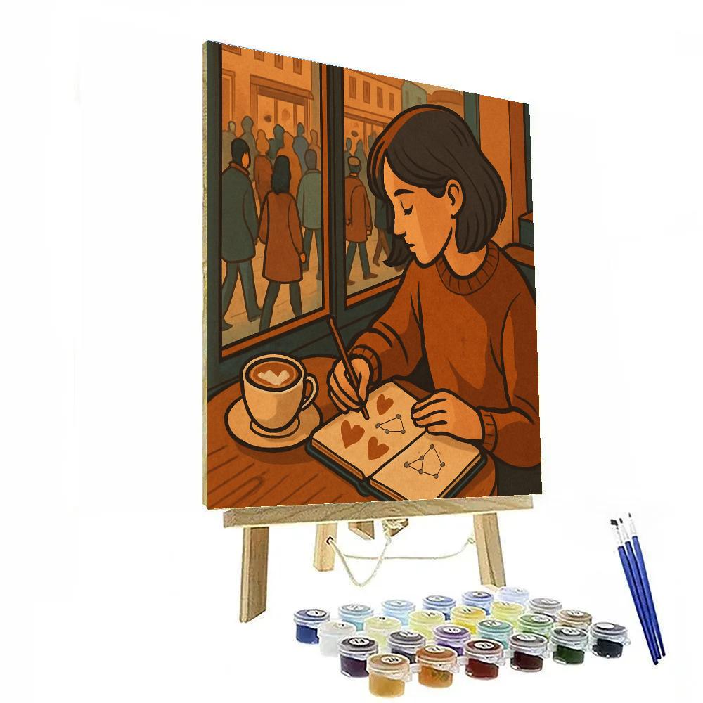 Coffee Shop Sketching On Valentines Day Break paint by color