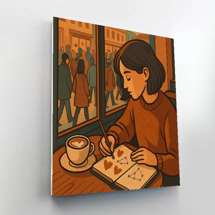 Coffee Shop Sketching On Valentines Day Break paint by color