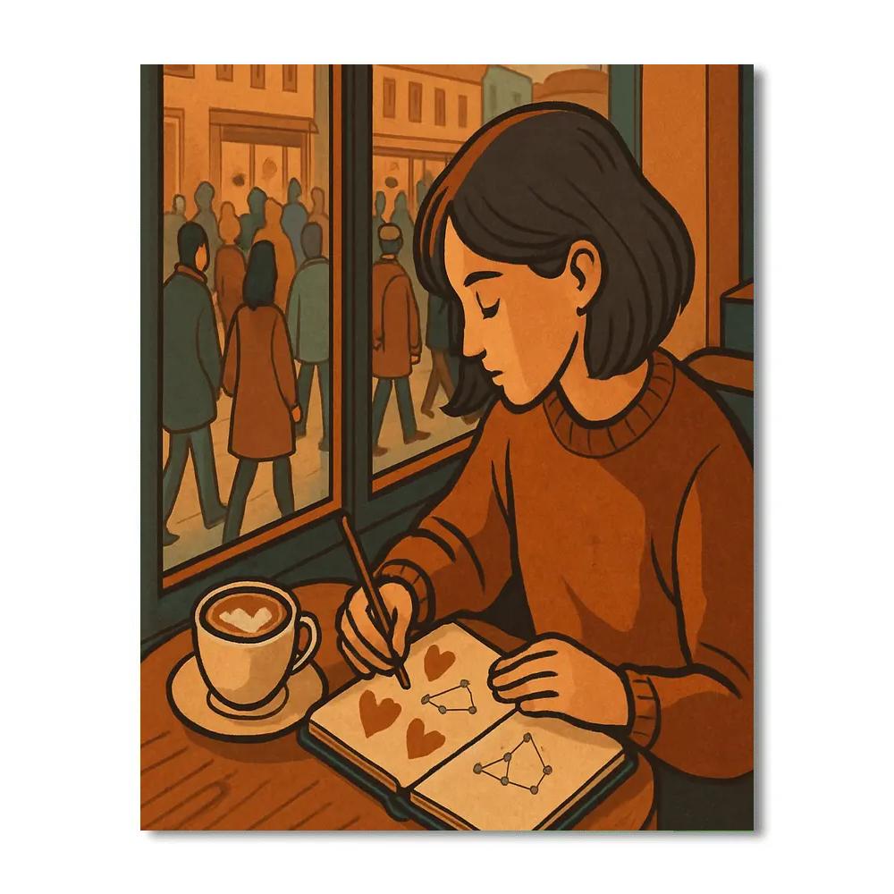 Coffee Shop Sketching On Valentines Day Break paint by color