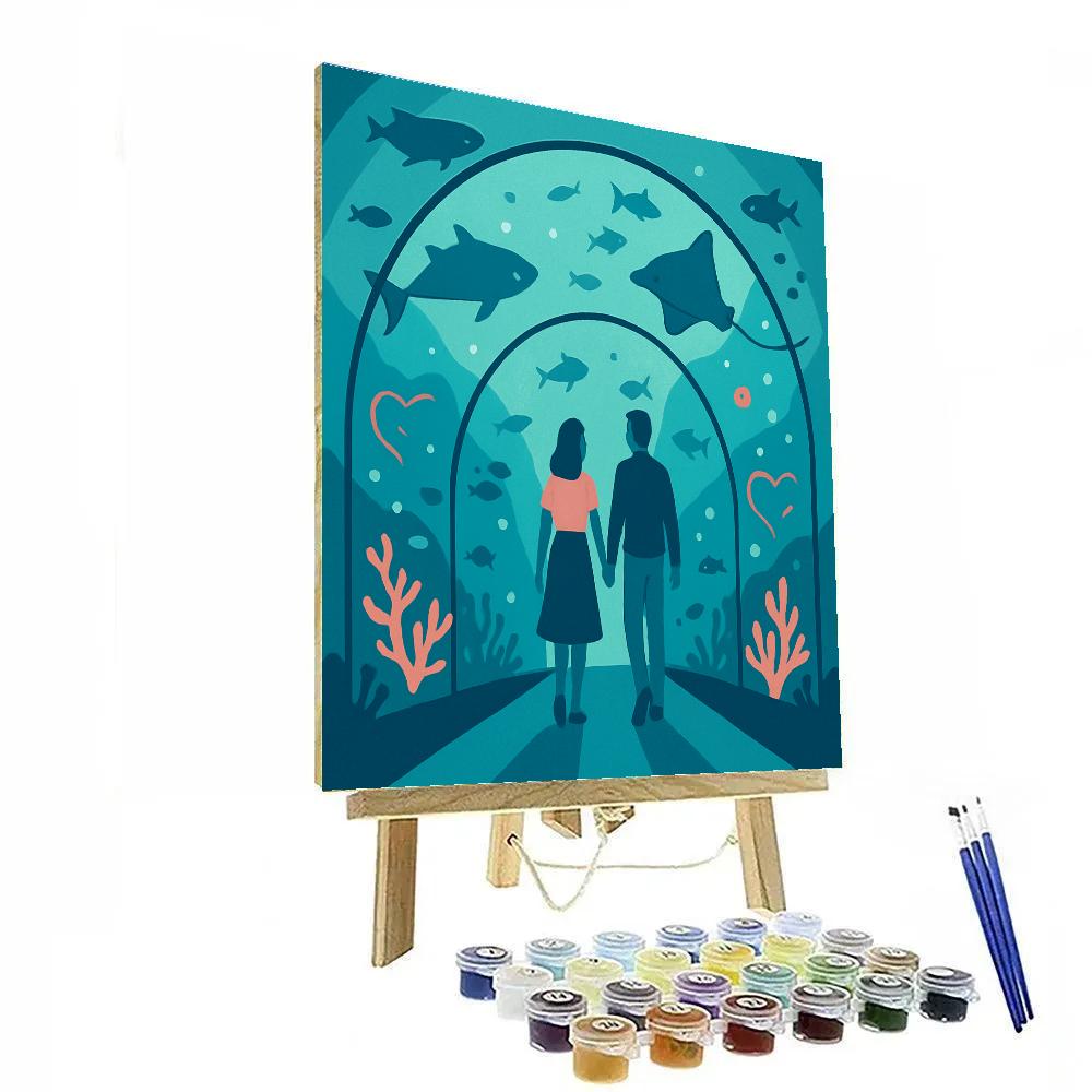 Underwater Aquarium Tunnel Valentines Day Walk Number painting