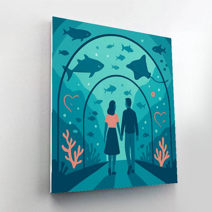 Underwater Aquarium Tunnel Valentines Day Walk Number painting