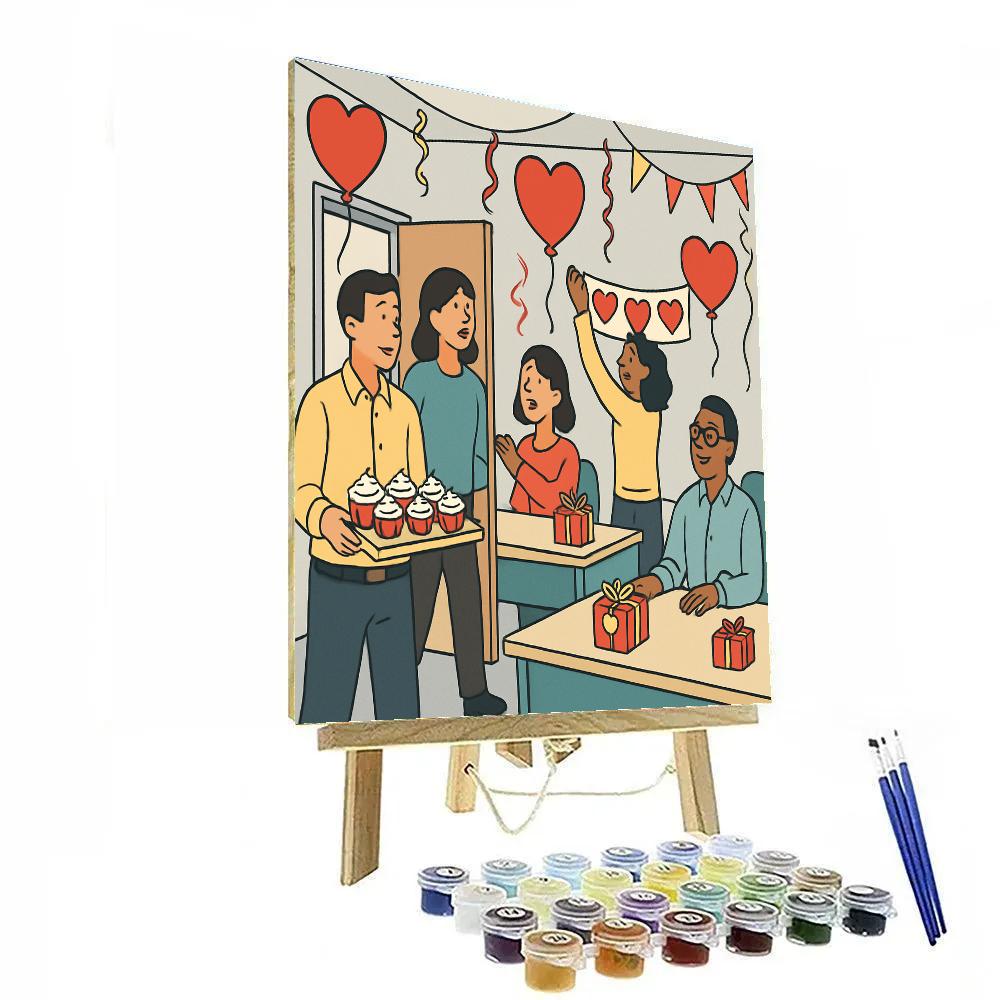 Valentines Day Balloon Filled Office Surprise painting number kit