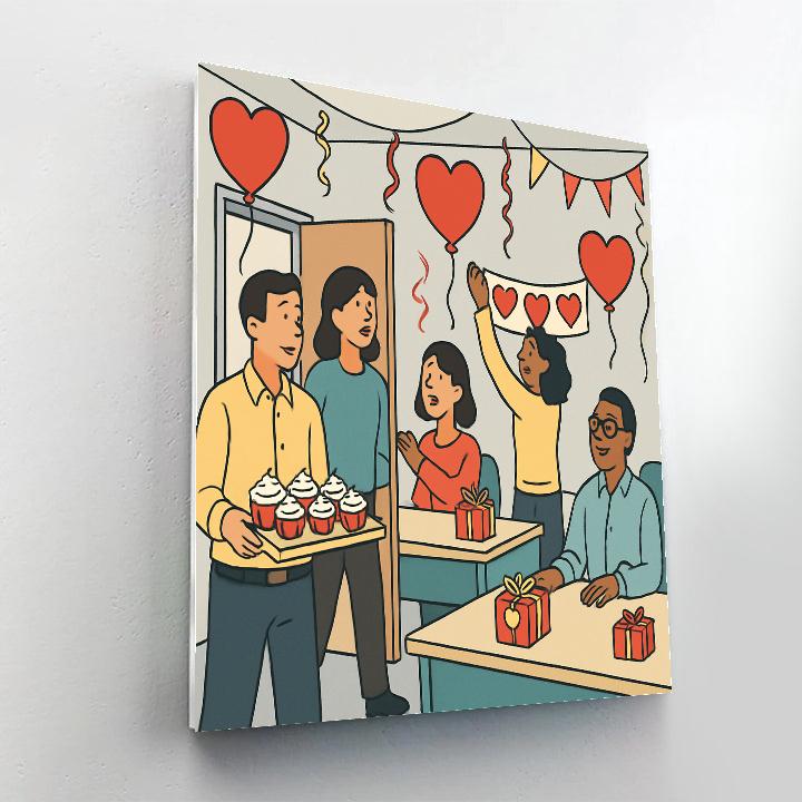 Valentines Day Balloon Filled Office Surprise painting number kit