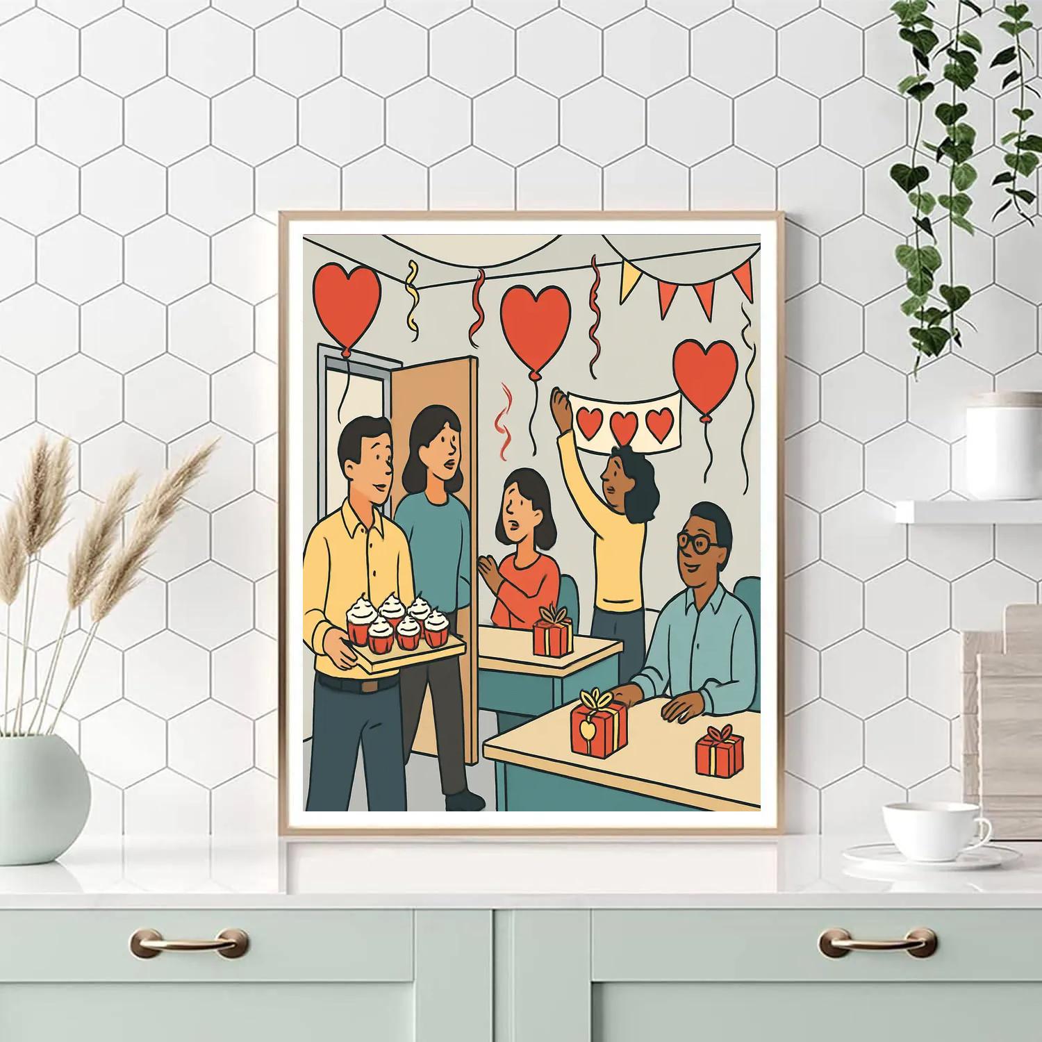 Valentines Day Balloon Filled Office Surprise painting number kit