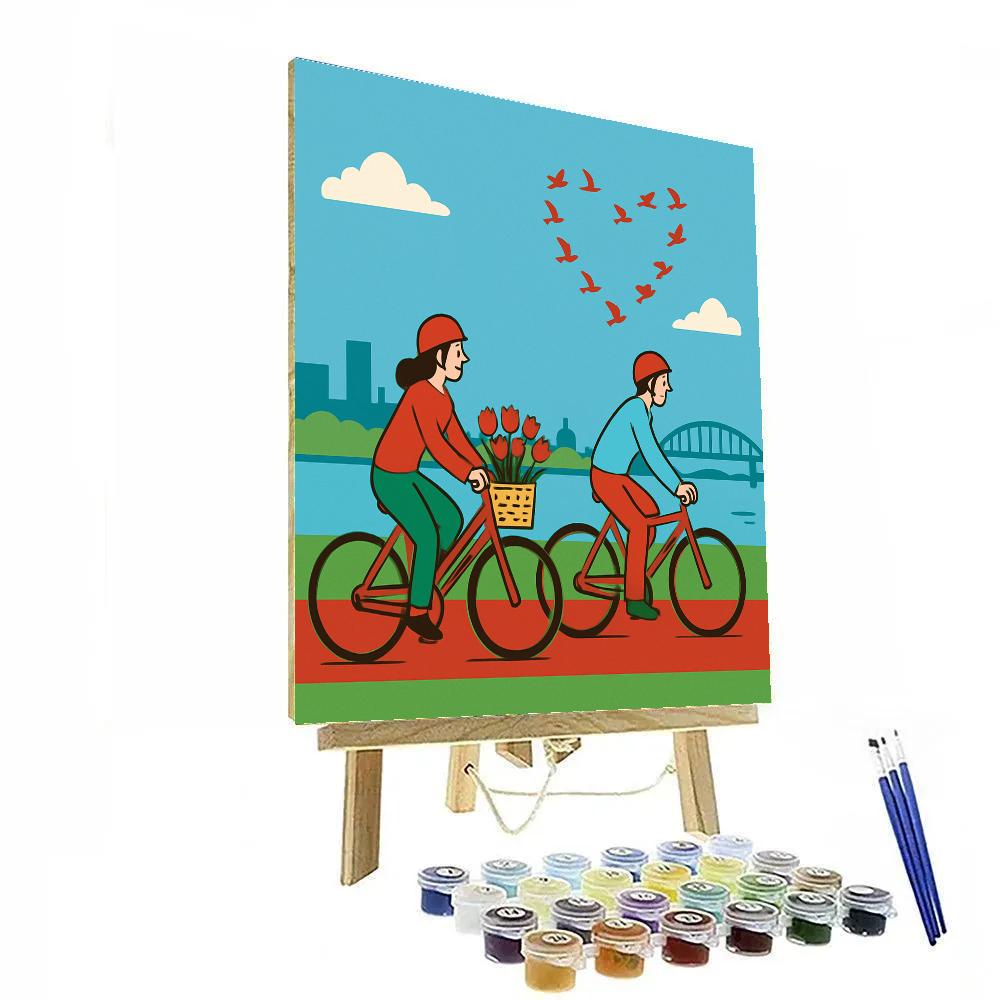 Riverside Bike Ride For Valentines Day Numbered painting kits