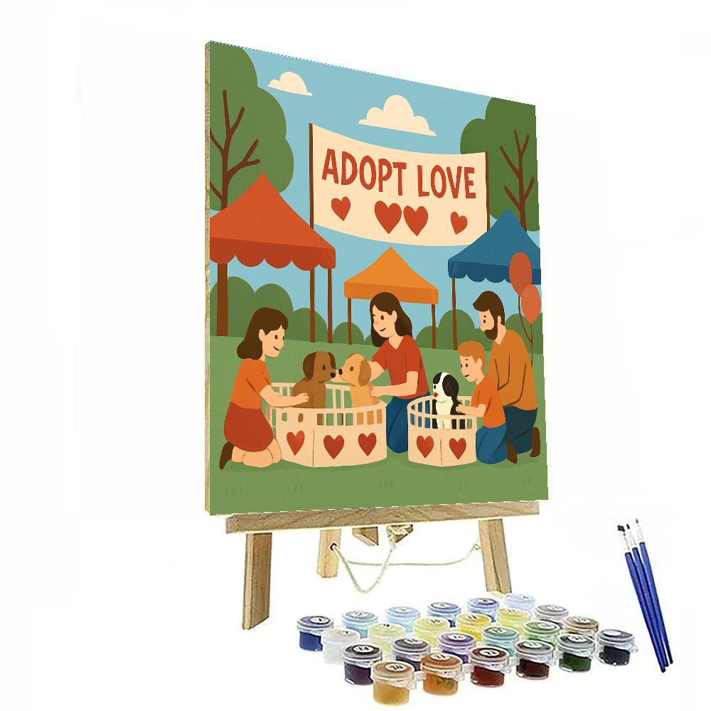 Valentines Day Puppy Adoption Fair painting number kit