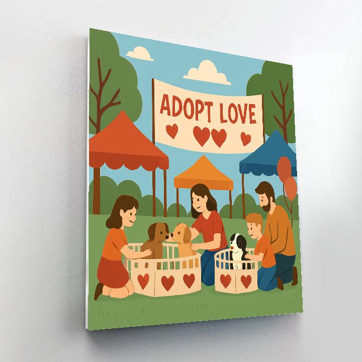 Valentines Day Puppy Adoption Fair painting number kit