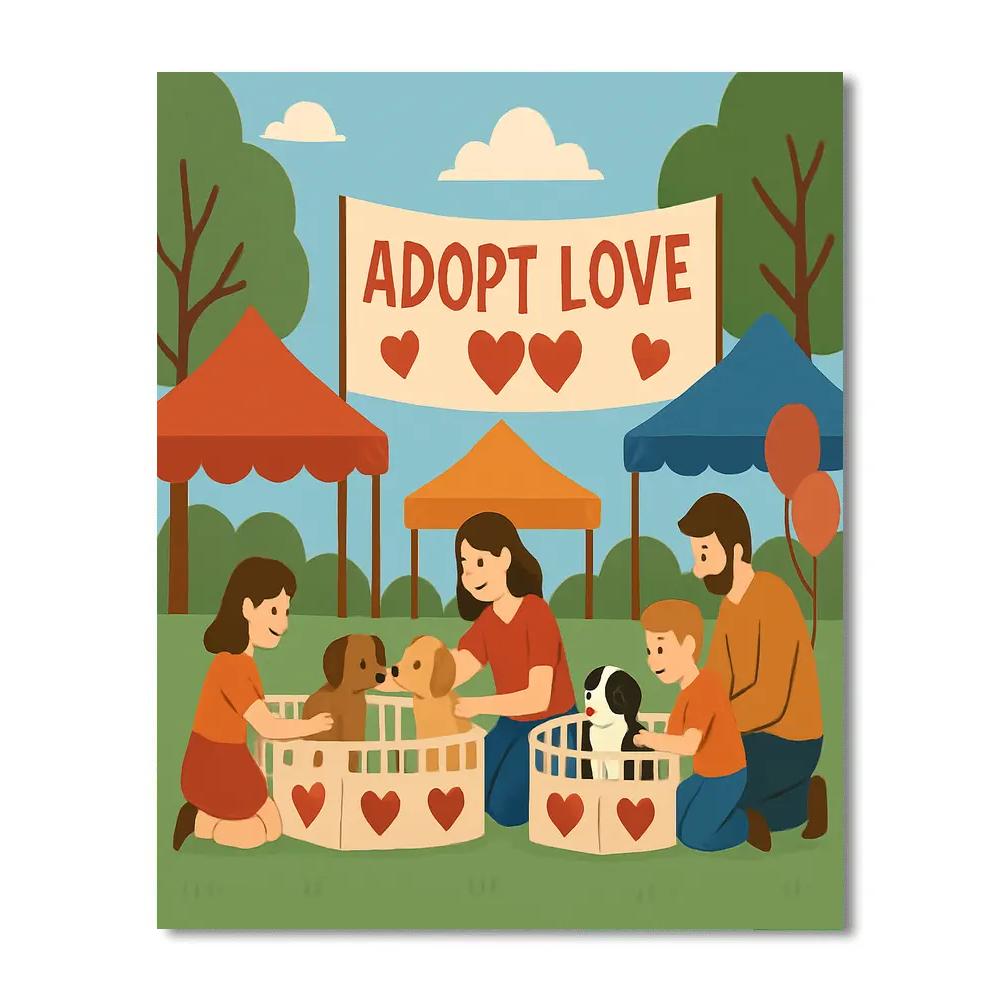 Valentines Day Puppy Adoption Fair painting number kit