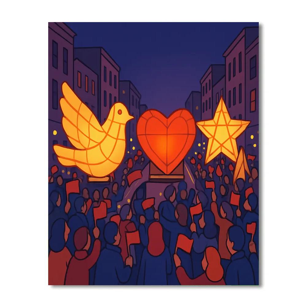 Valentines Day Parade Of Lantern Floats Paint by numbers kits