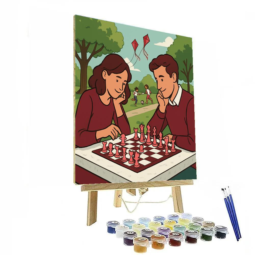 Valentines Day Chess In The Park paint by number