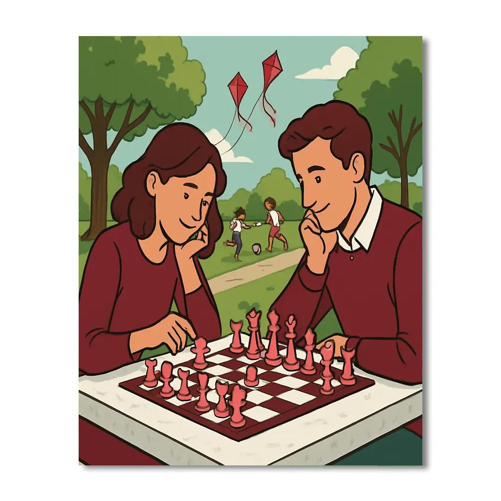 Valentines Day Chess In The Park paint by number