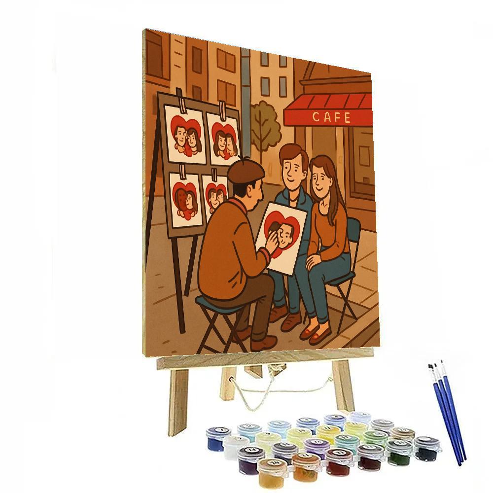 Street Artist Portraits On Valentines Day Corner paint by number