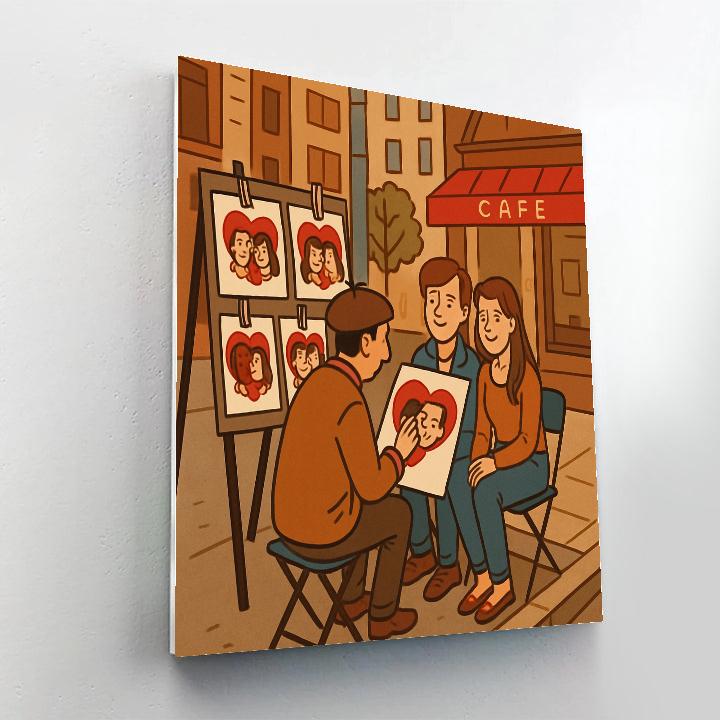 Street Artist Portraits On Valentines Day Corner paint by number