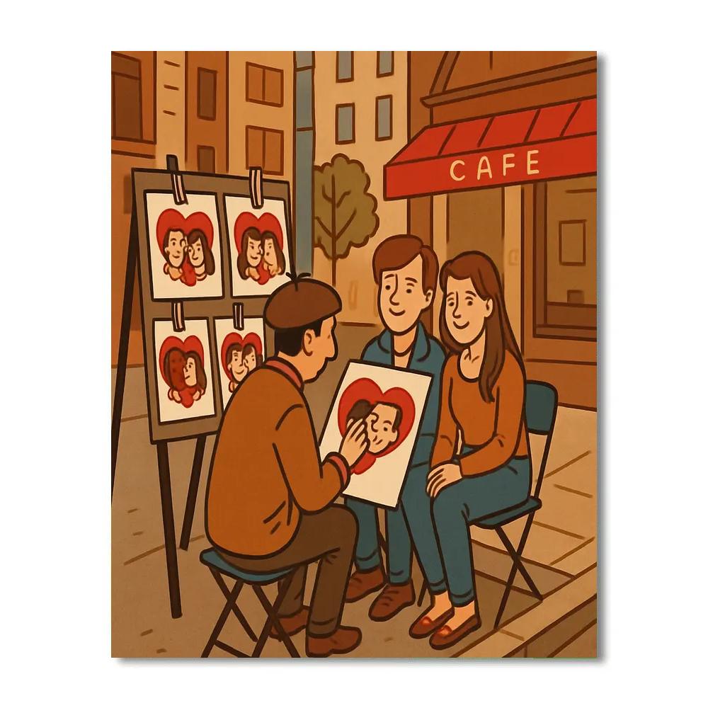 Street Artist Portraits On Valentines Day Corner paint by number