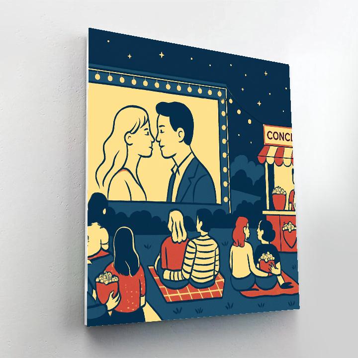 Valentines Day Movie Night Under The Stars paint by color