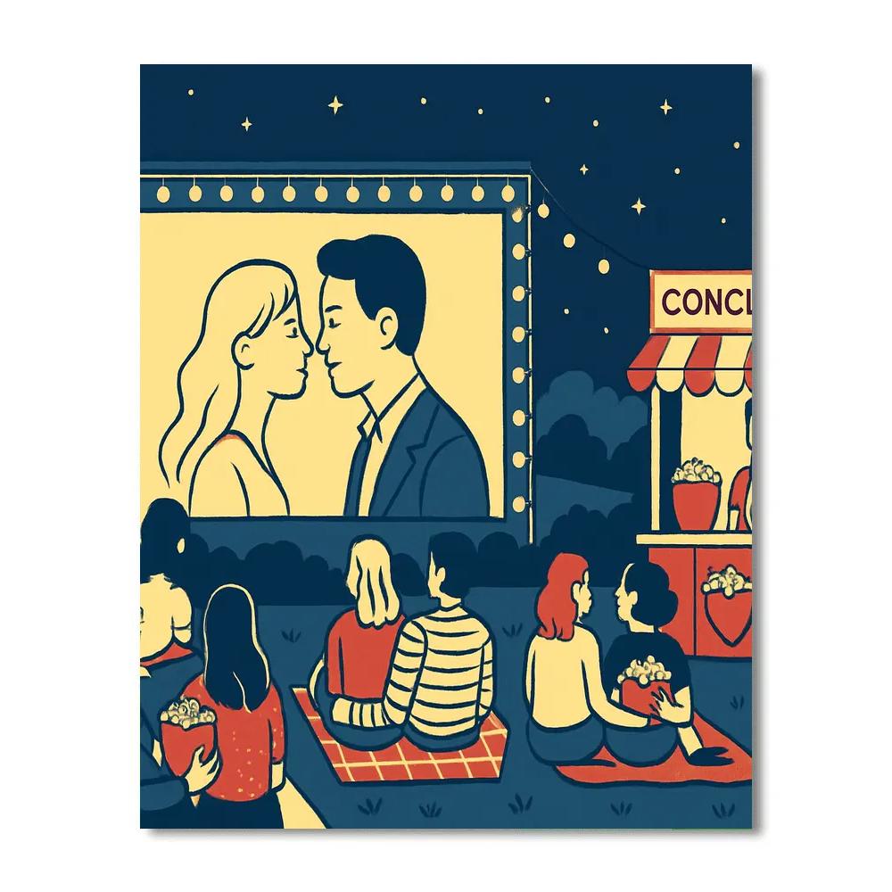 Valentines Day Movie Night Under The Stars paint by color