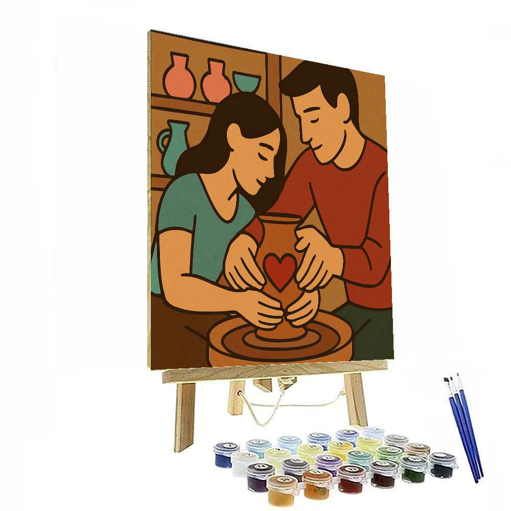 Couples Pottery Wheel On Valentines Day paint by number