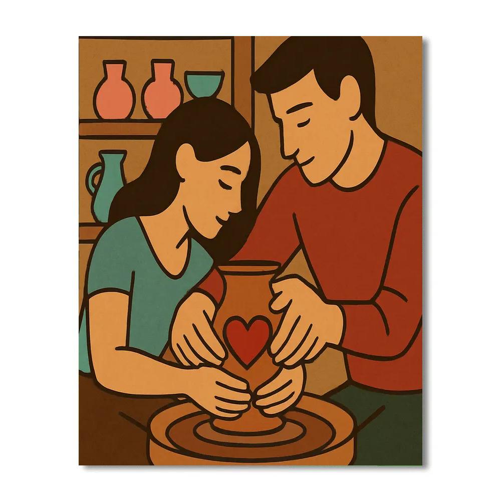 Couples Pottery Wheel On Valentines Day paint by number
