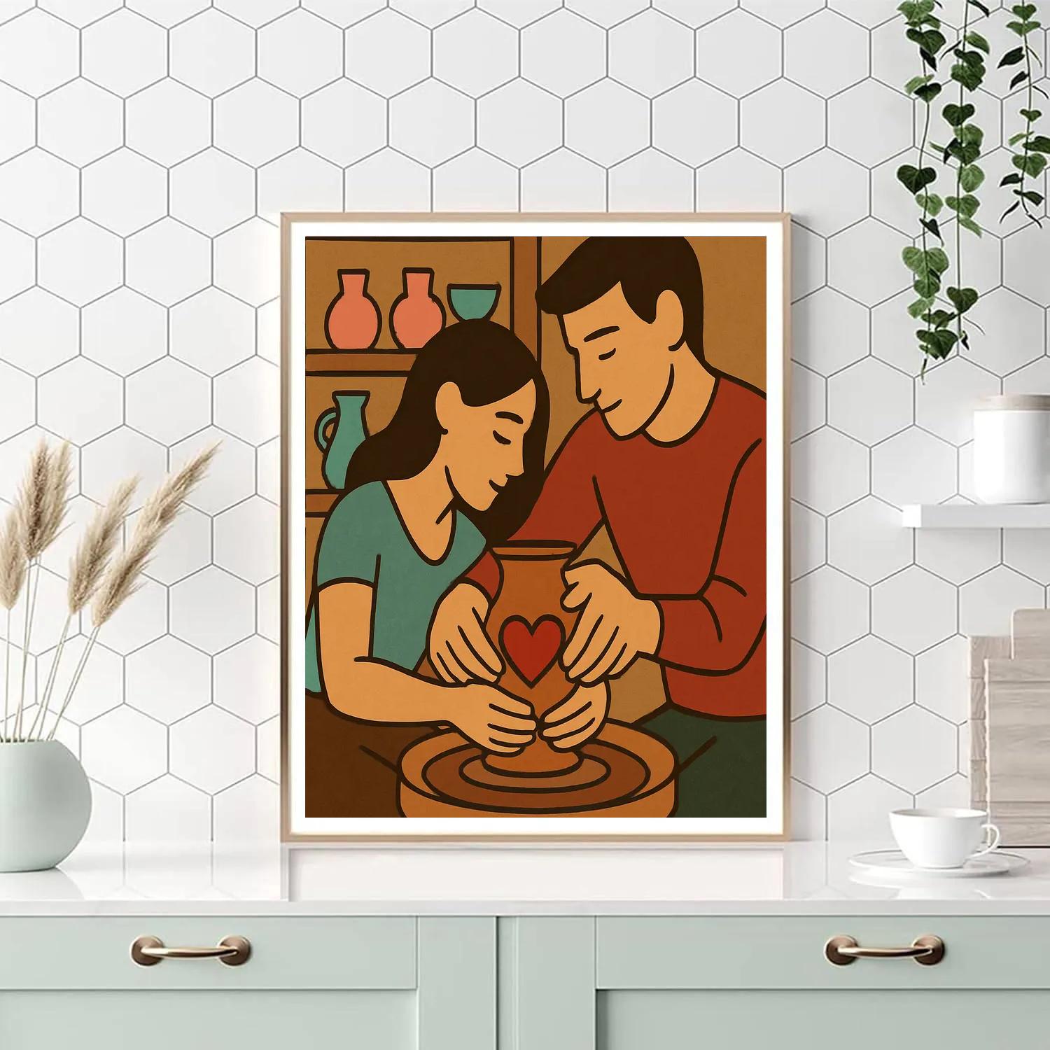 Couples Pottery Wheel On Valentines Day paint by number