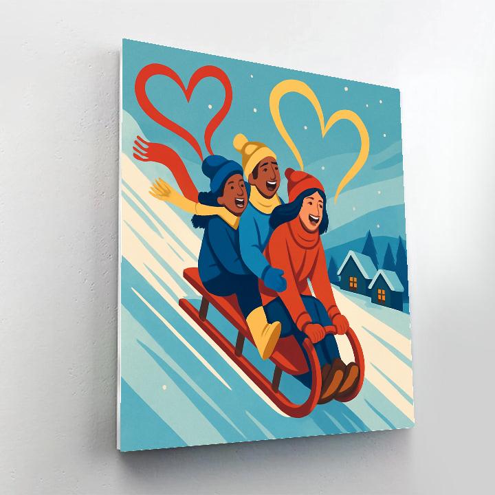 Valentines Day Sled Ride With Friends Paint by numbers art
