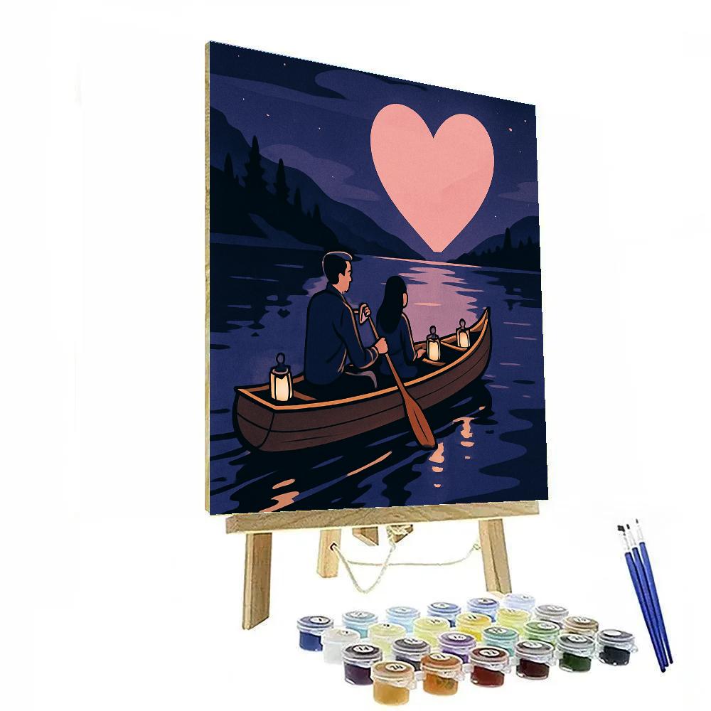 Moonlight Canoe Journey Valentines Day Edition Paint by numbers art